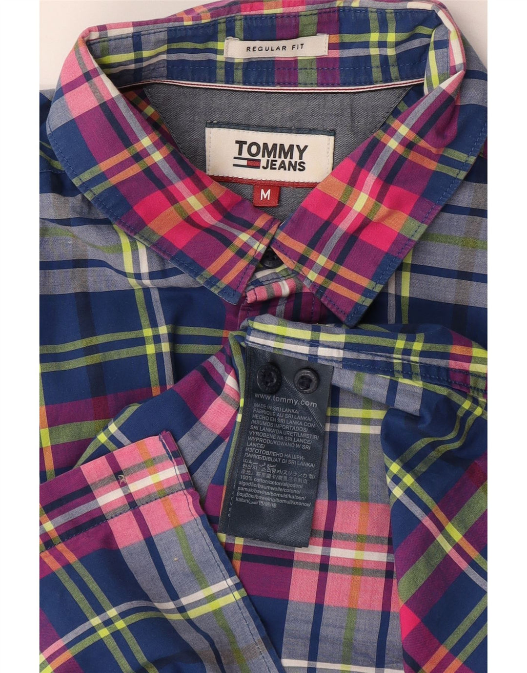 Camicia da uomo vestibilità regolare Tommy Hilfiger cotone medio a quadri blu navy