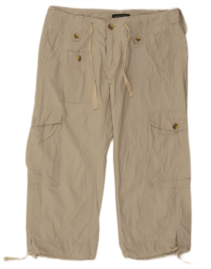 Pantaloni capri cargo vintage da donna piccoli W27 L21 in cotone beige