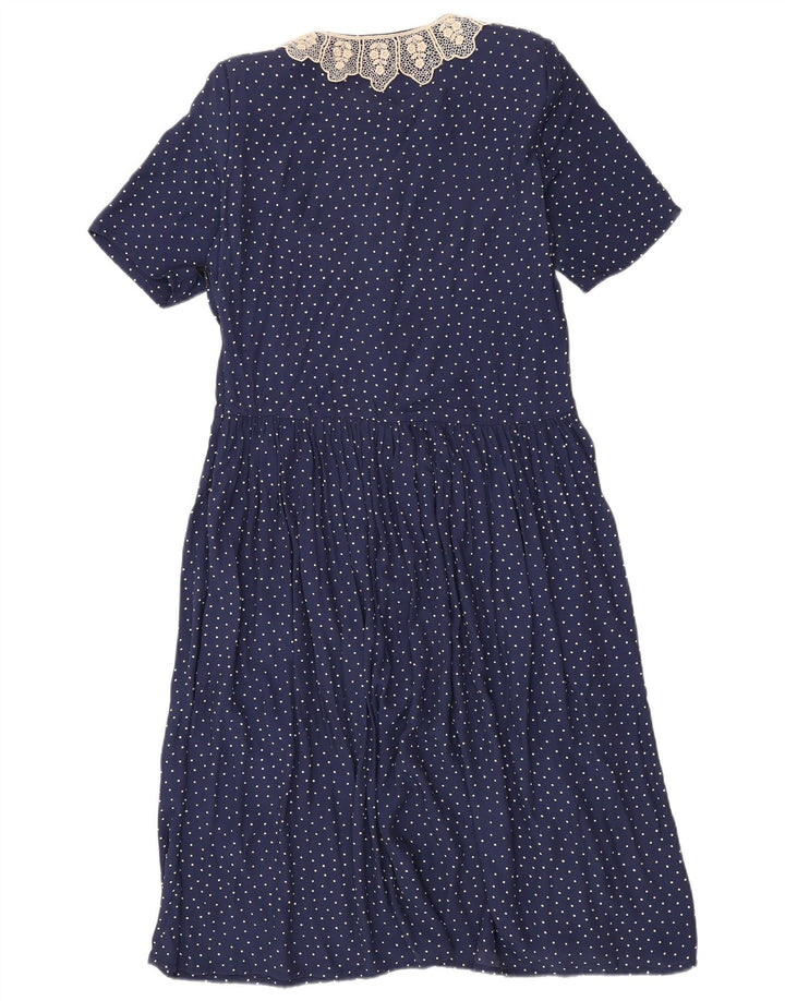 Abito lungo da donna VINTAGE IT 42 Rayon maculato blu navy medio