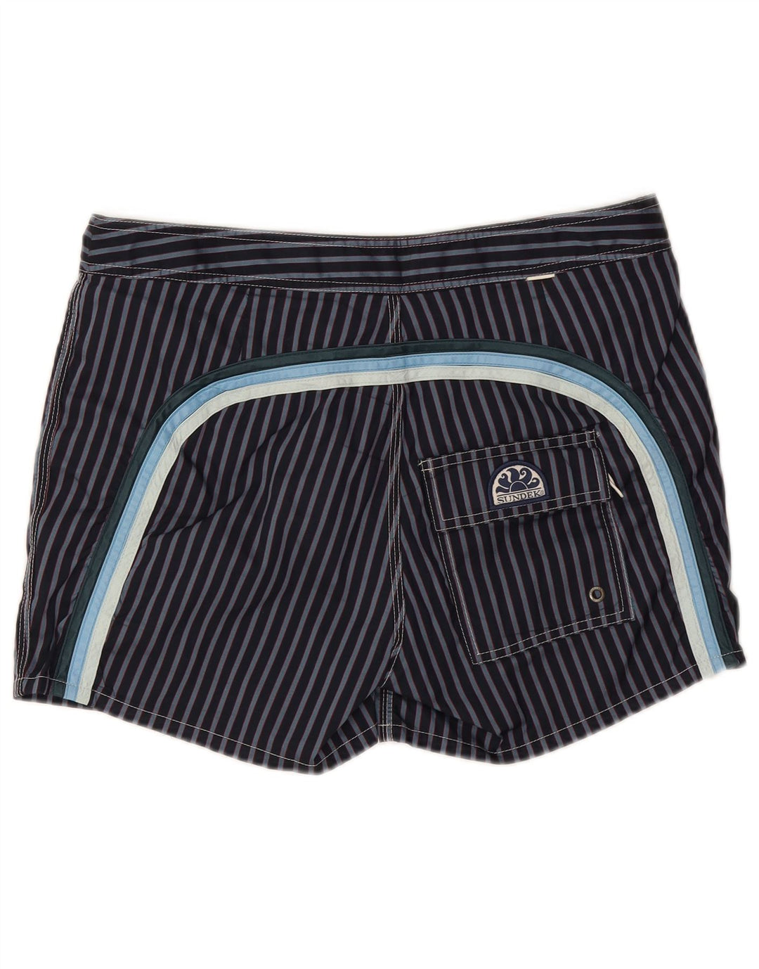 Pantaloncini da bagno da uomo Sundek Poliestere medio a righe blu navy