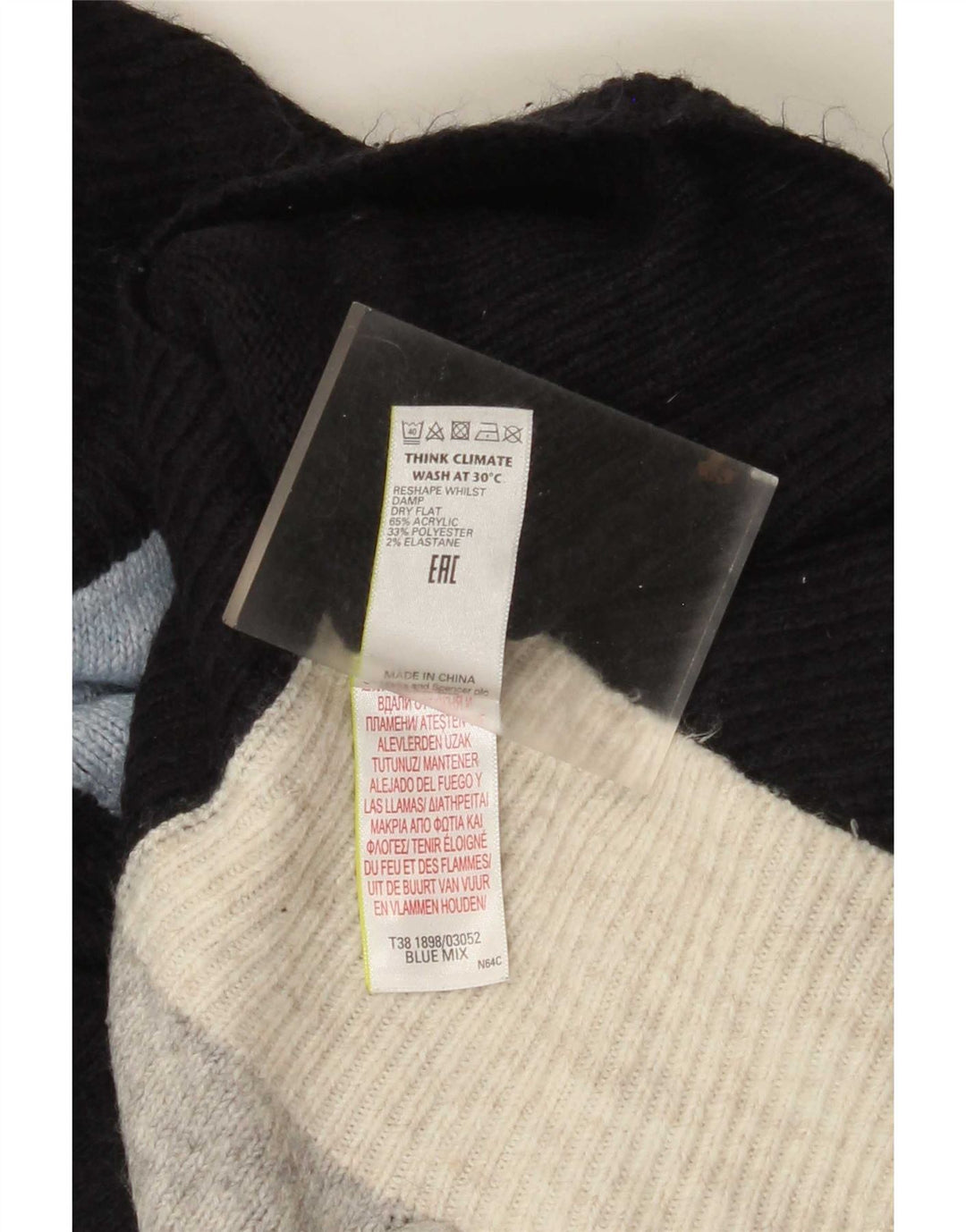 Maglione maglione a collo alto da donna Marks & Spencer UK 10 piccolo multicolore