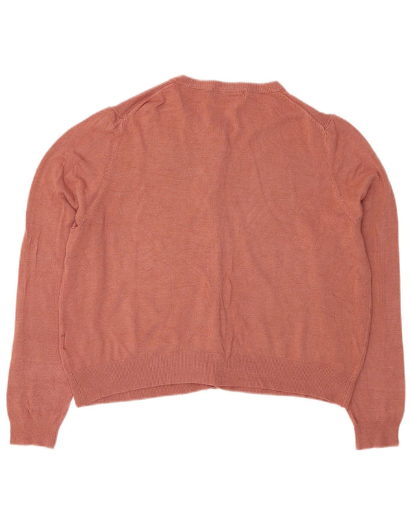 Maglione cardigan corto da donna Marks & Spencer UK 16 grande viscosa rosa