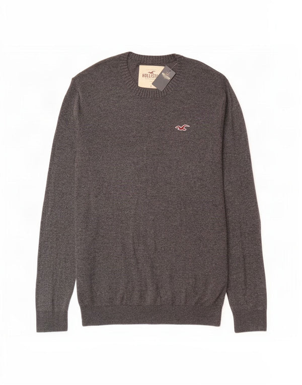 Hollister Uomo Maglione Girocollo Maglione Grande Cotone Grigio