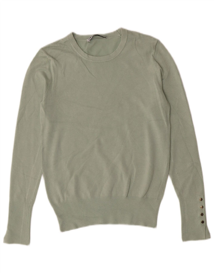 Maglione maglione girocollo da donna Zara UK 12 Viscosa verde medio