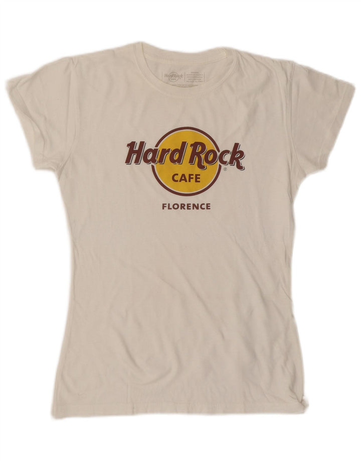 HARD ROCK CAFE T-shirt grafica da donna Florence Top UK 12 Medium White