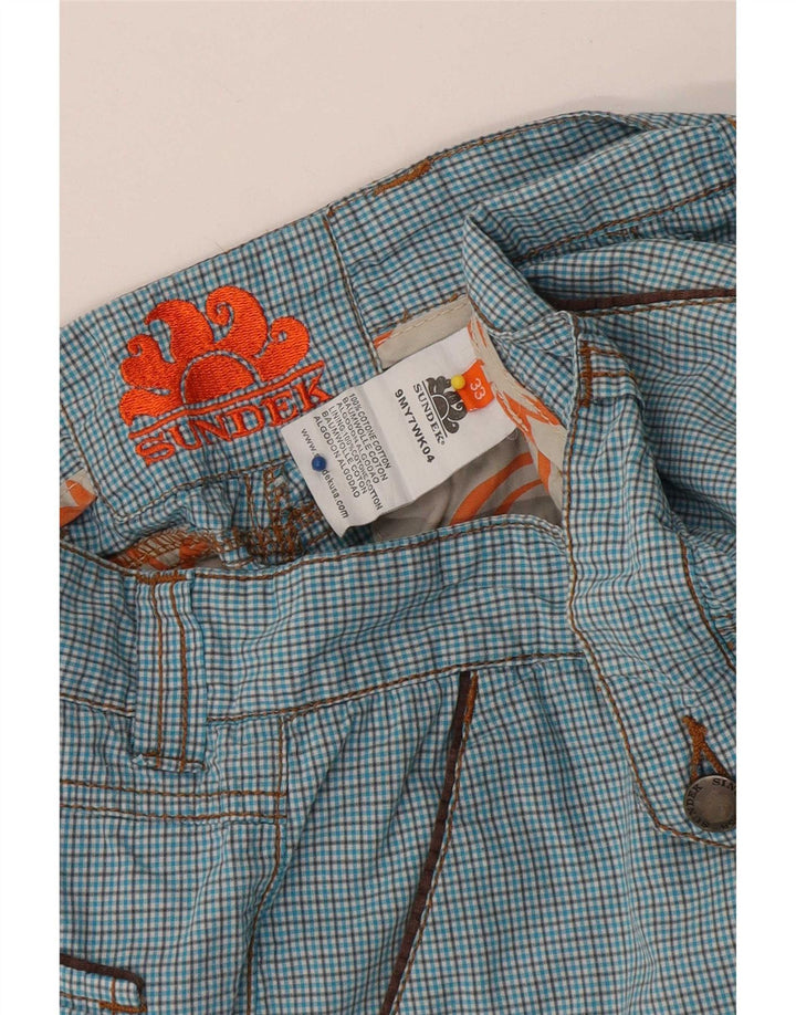 Pantaloncini chino da uomo Sundek W33 cotone a quadri grandi blu