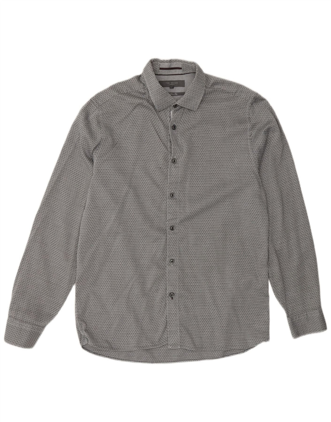 Ted Baker Camicia da uomo vestibilità moderna taglia 16 grande grigio geometrico