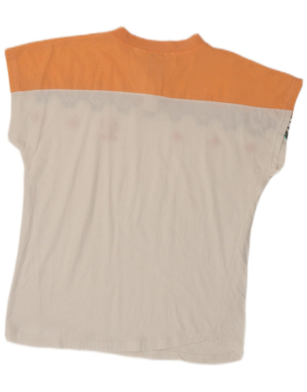 T-shirt grafica da donna LOTTO Top UK 18 XL cotone color block bianco