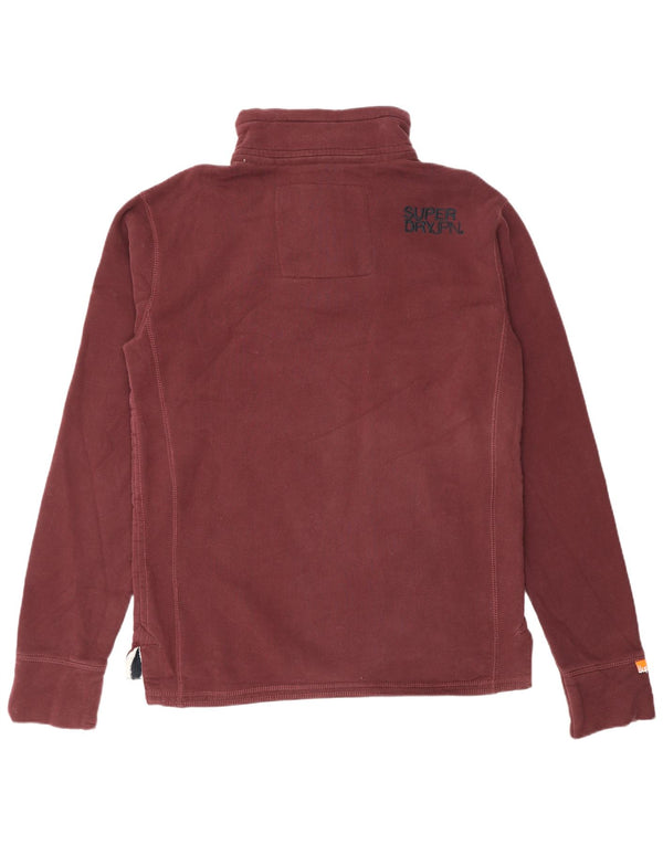 Felpa da uomo con collo con bottoni grafici SUPERDRY, maglione XL, cotone bordeaux