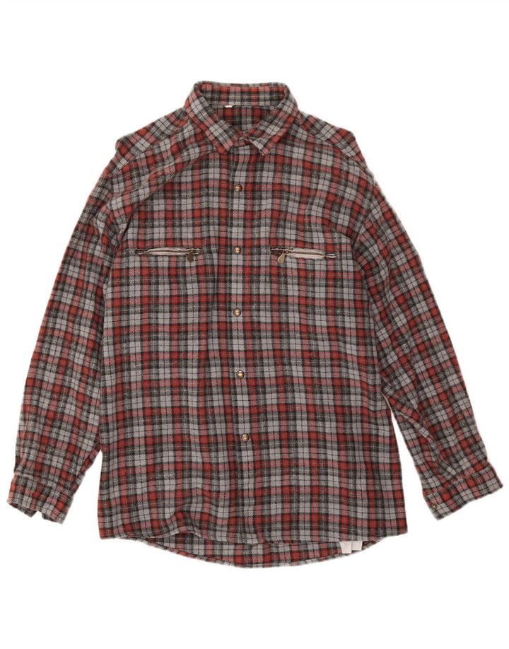 Camicia vintage da uomo in flanella a quadri rossi grandi