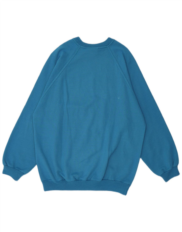 Felpa grafica da uomo vintage maglione blu medio in cotone retrò