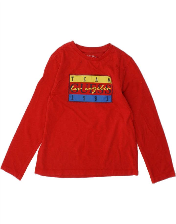GUESS Boys Graphic Top Long Sleeve 4-5 Years Red Cotton Vintage Guess and Second-Hand Guess from Messina Hembry 
