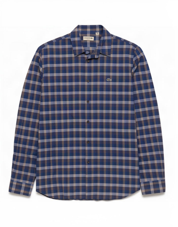 Camicia Lacoste da uomo vestibilità classica taglia 40 cotone a quadri blu medio