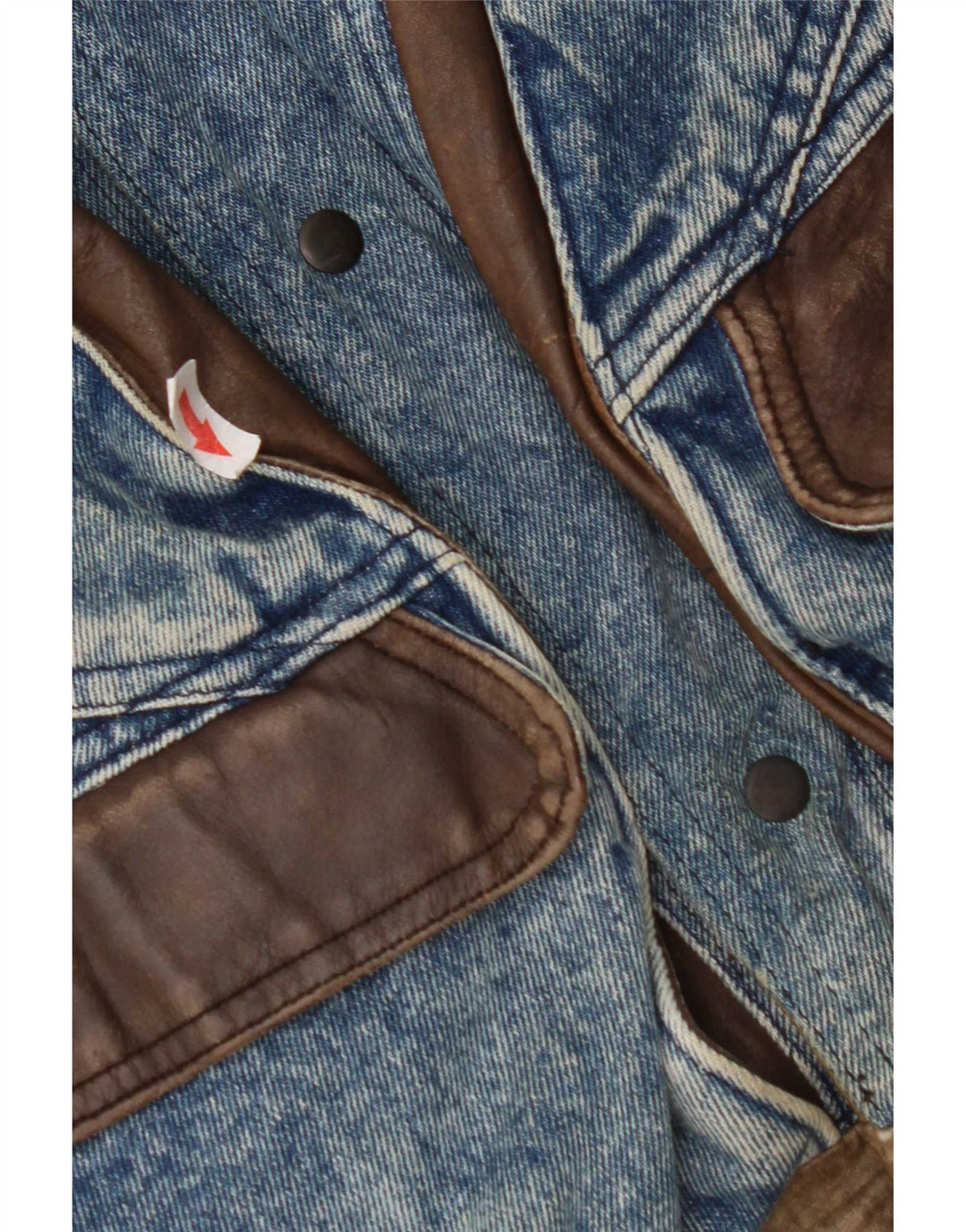 Giacca di jeans reversibile vintage da uomo IT 50 grande in pelle blu