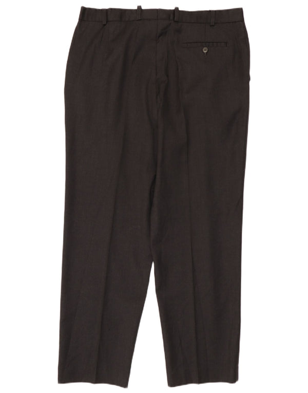 Pantaloni da abito dritti da uomo Marks & Spencer W38 L31 lana nera