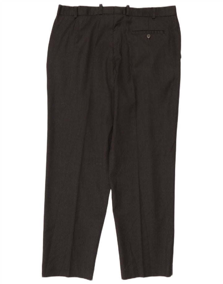 Pantaloni da abito dritti da uomo Marks & Spencer W38 L31 lana nera