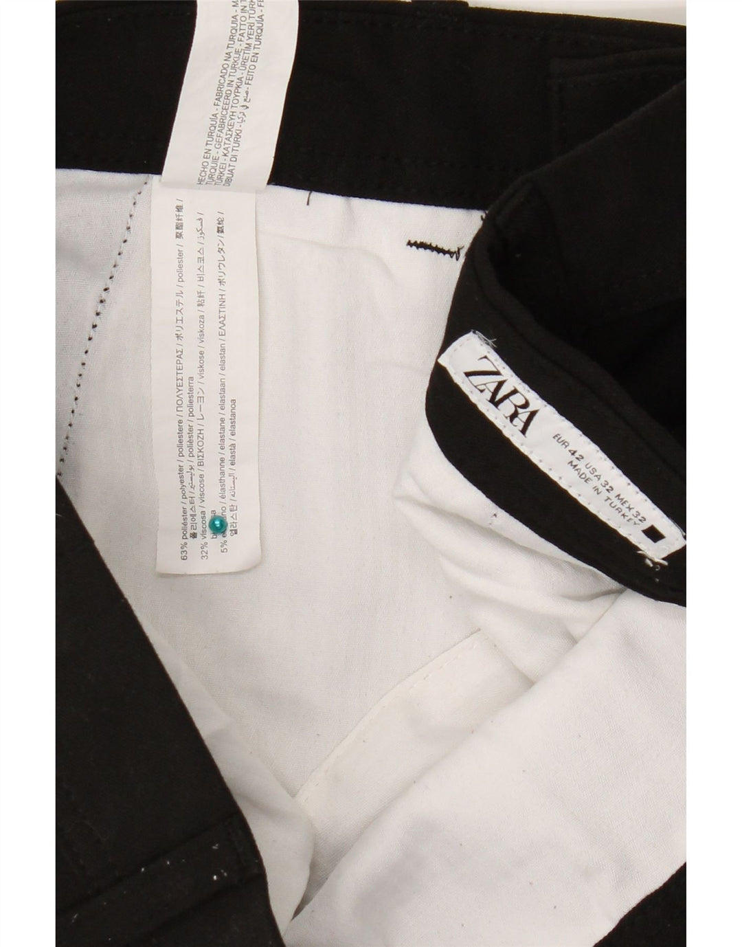 Pantaloni chino slim da uomo Zara EU 42 Large W32 L28 poliestere nero
