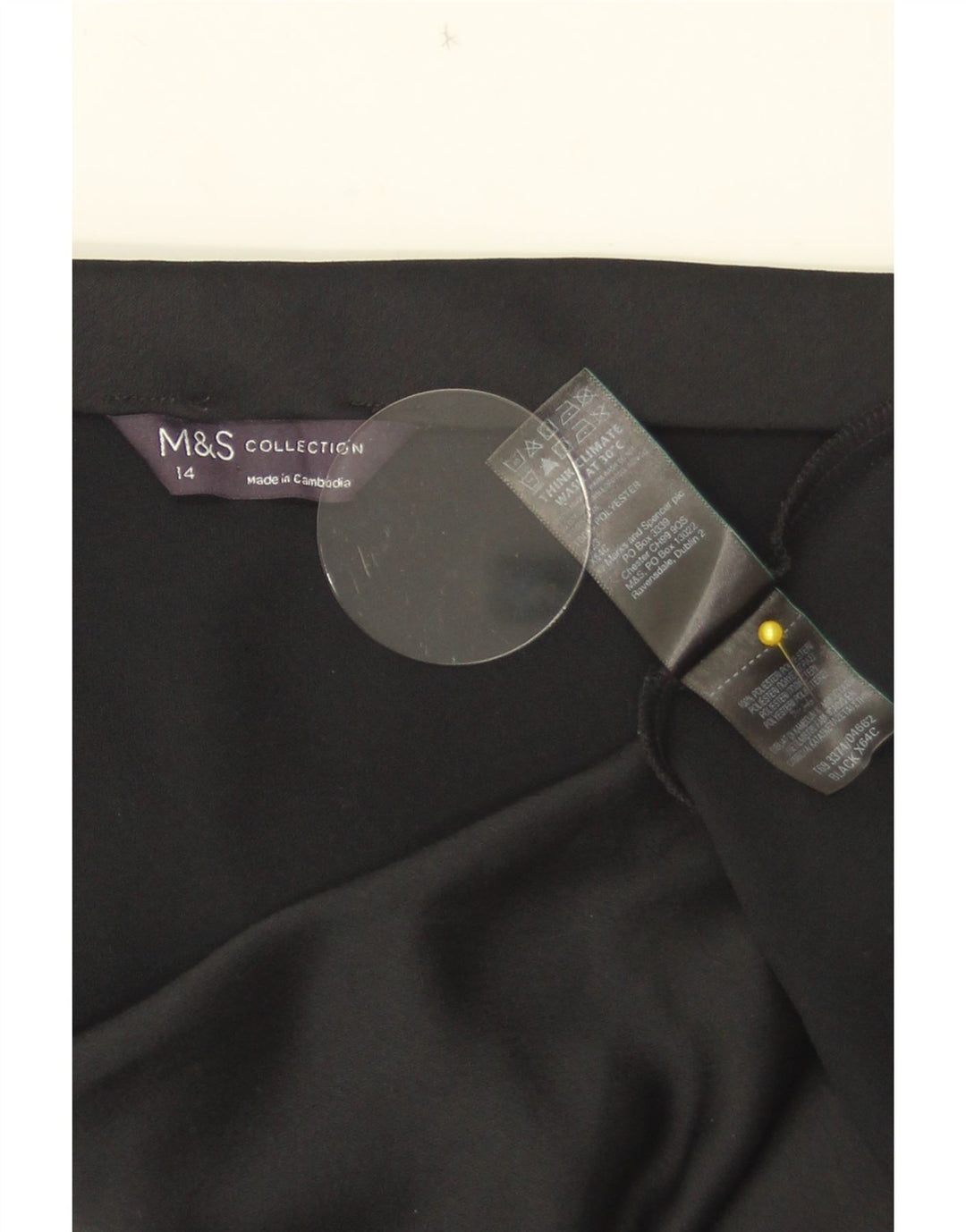 Gonna a trapezio da donna Marks & Spencer UK 14 grande W33 poliestere nero