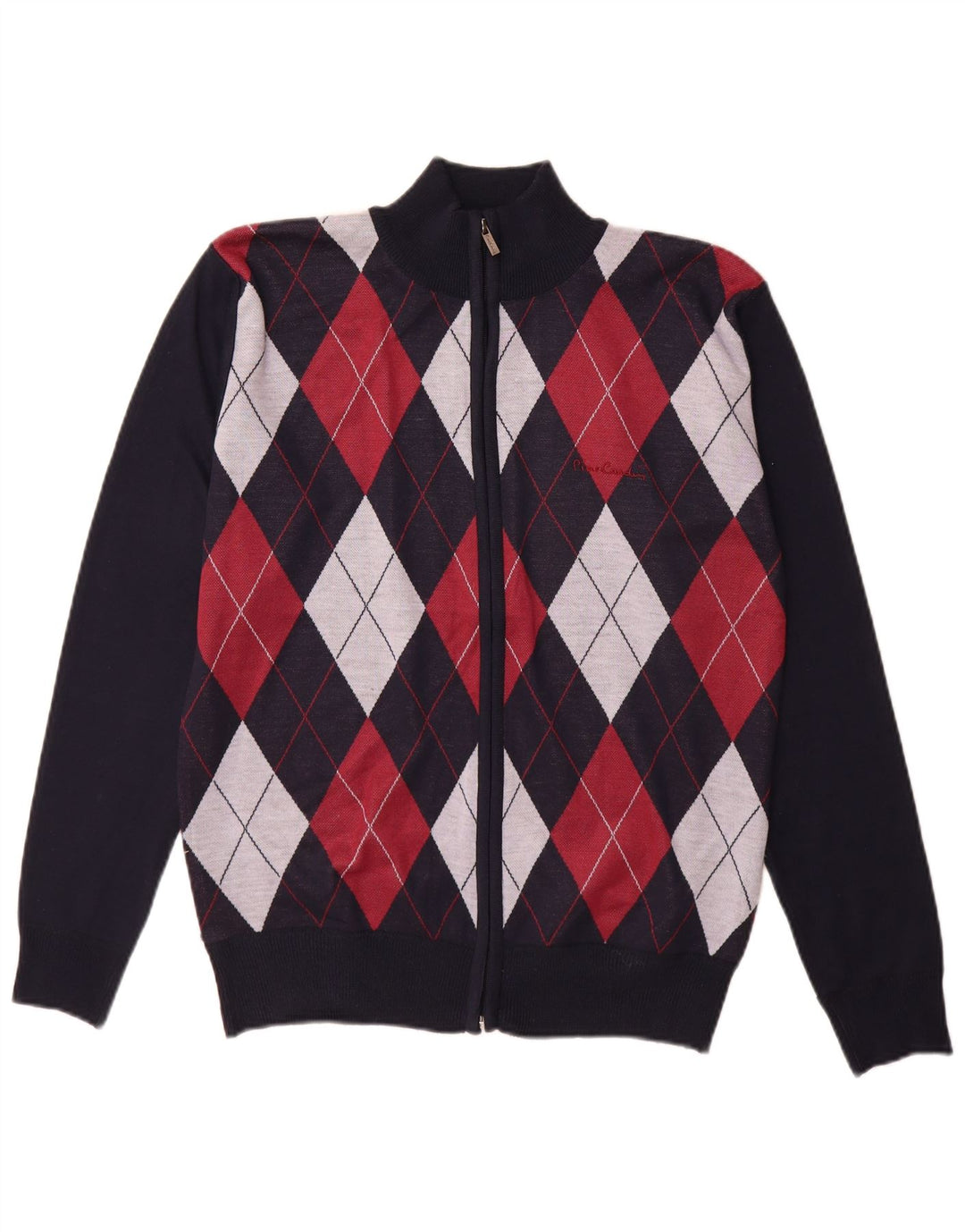 Maglione cardigan da uomo Pierre Cardin piccolo blu navy a rombi/diamante