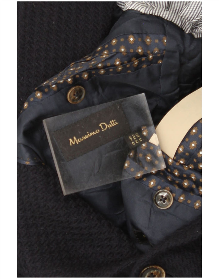MASSIMO DUTTI Giacca blazer da uomo a 2 bottoni EU 52 Large in lana blu navy