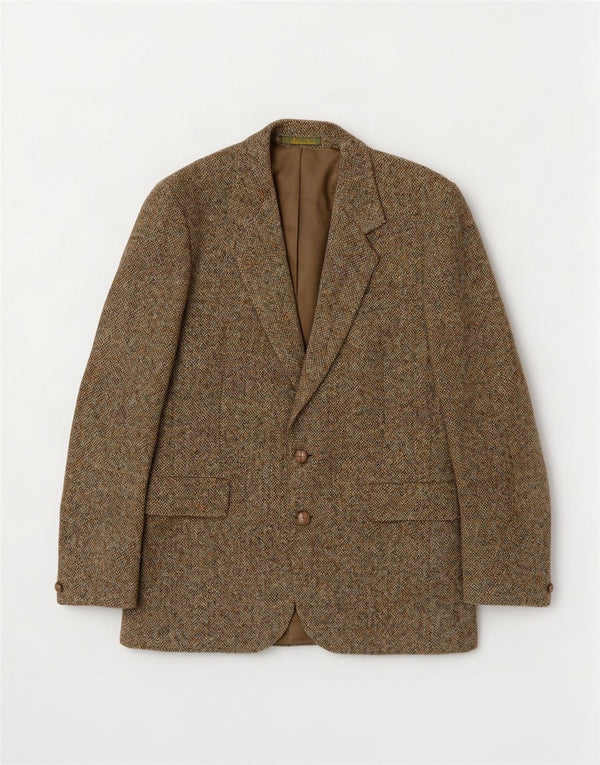 Giacca blazer a 2 bottoni da uomo Harris Tweed UK 36 piccola lana kaki