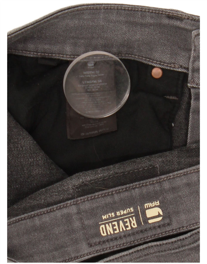 G-STAR Uomo Revend Jeans Super Slim Distressed W32 L34 Cotone Grigio