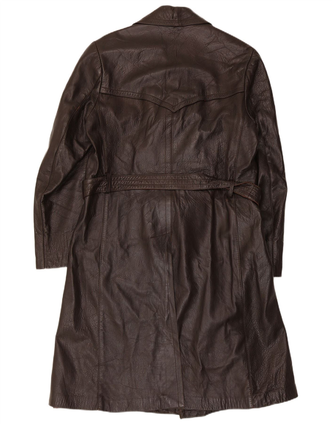 Cappotto in pelle doppiopetto vintage da uomo UK 36 piccolo marrone