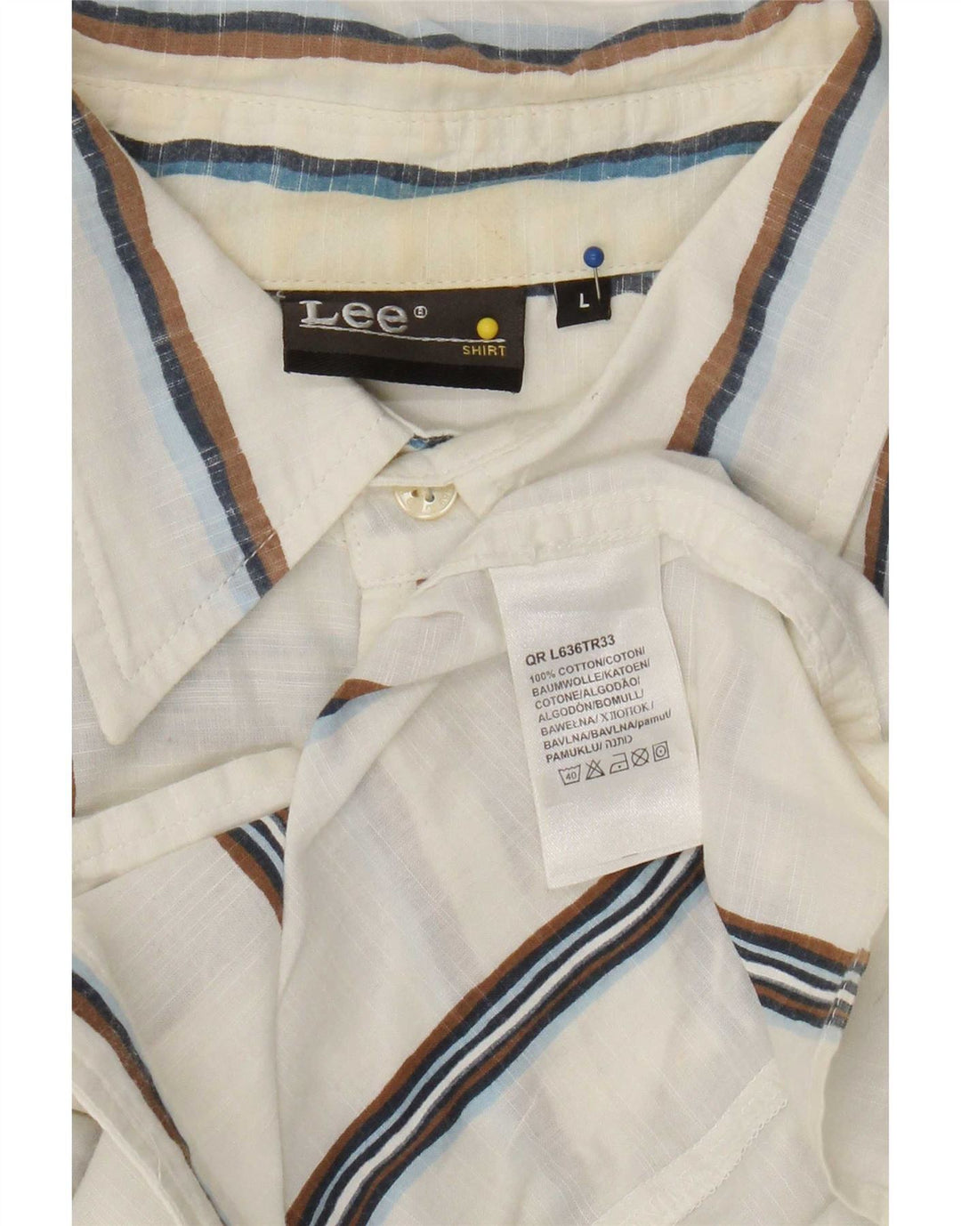 Camicia a maniche corte da uomo Lee in cotone a righe grandi bianche