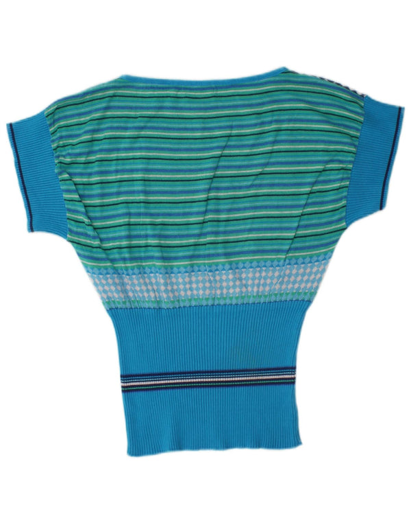 Maglione da donna Benetton con scollo a barca a pipistrello, UK 10, piccolo, multicolore