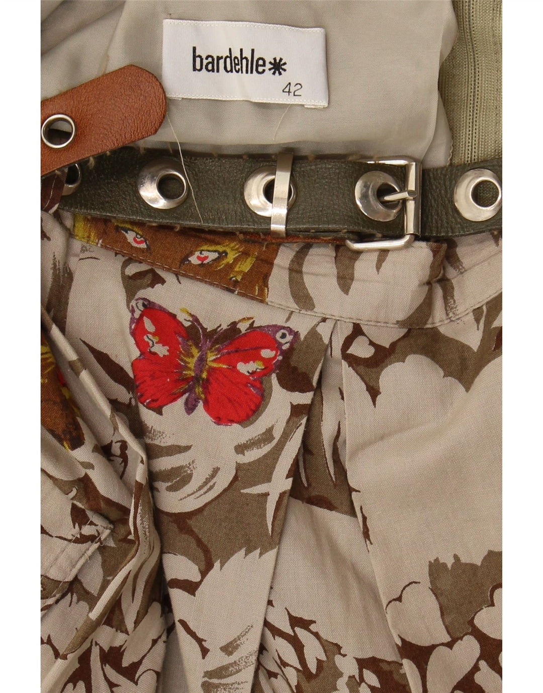 BARDEHLE Womens Flared Skirt IT 42 Medium W30 Beige Floral Cotton Vintage Bardehle and Second-Hand Bardehle from Messina Hembry 