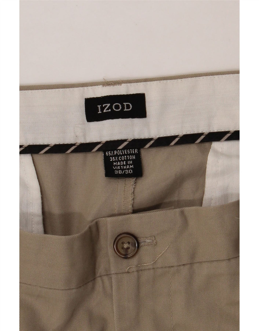 IZOD Mens Pegged Chino Trousers W38 L30 Beige Polyester Vintage Izod and Second-Hand Izod from Messina Hembry 