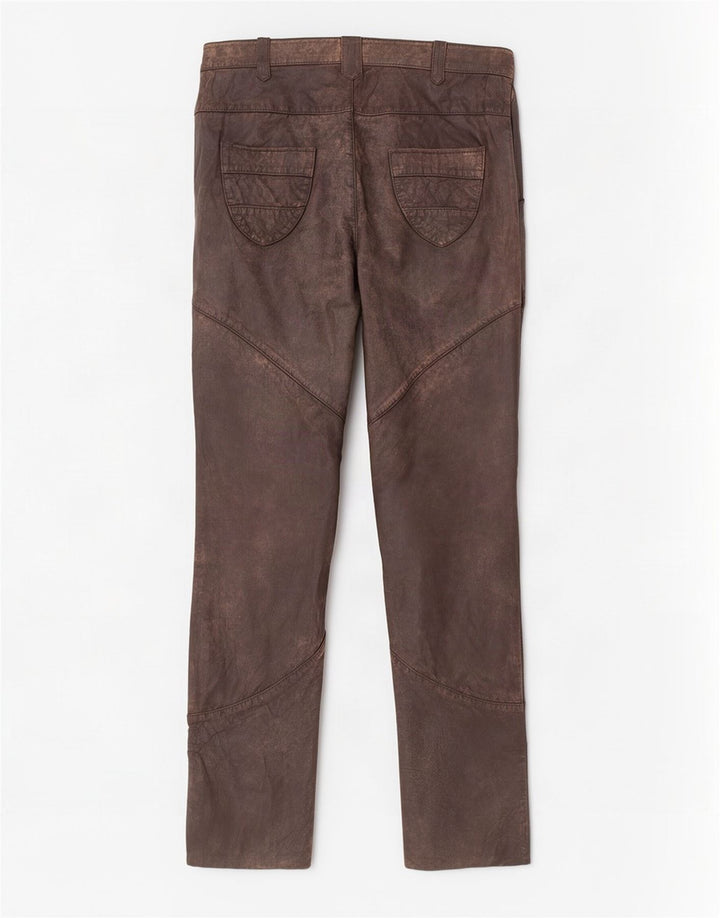 Pantaloni in pelle slim da donna Alba Moda EU 36 Small W26 L32 Marrone