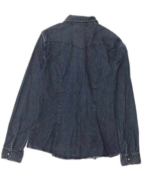Camicia di jeans da donna Sisley UK 10 Small Blu Navy