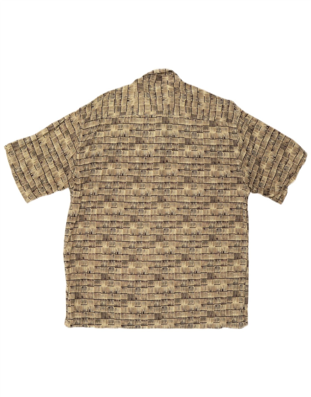 Camicia vintage da uomo a maniche corte in rayon a righe beige grande