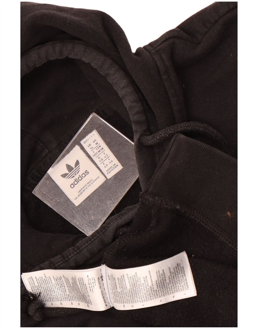 Felpa con cappuccio da donna Adidas UK 14 cotone nero medio