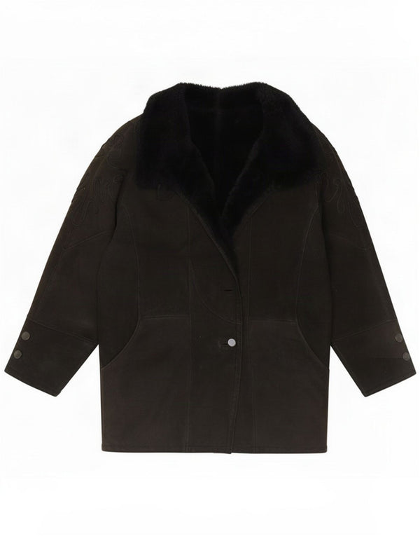 Giacca in shearling vintage da donna UK 18 XL Nero