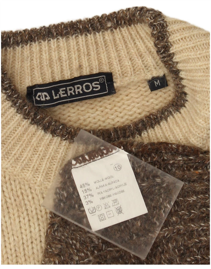 Maglione da uomo girocollo Lerros in lana Fair Isle marrone medio