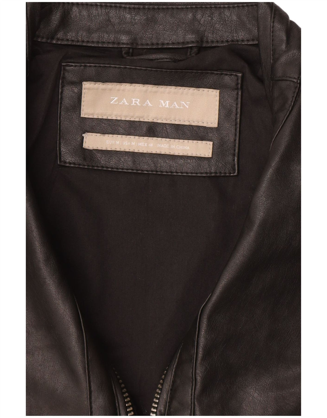 Giacca in pelle da uomo Zara UK 38 media nera