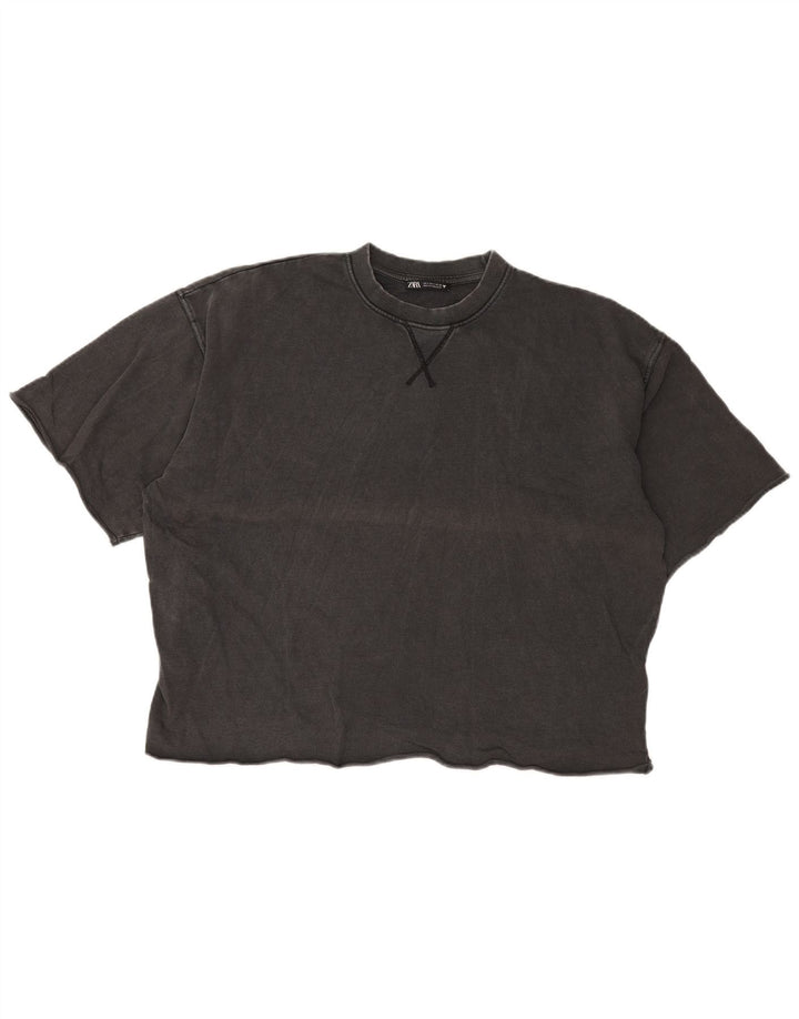 T-shirt oversize da donna Zara UK 10 piccola in cotone grigio
