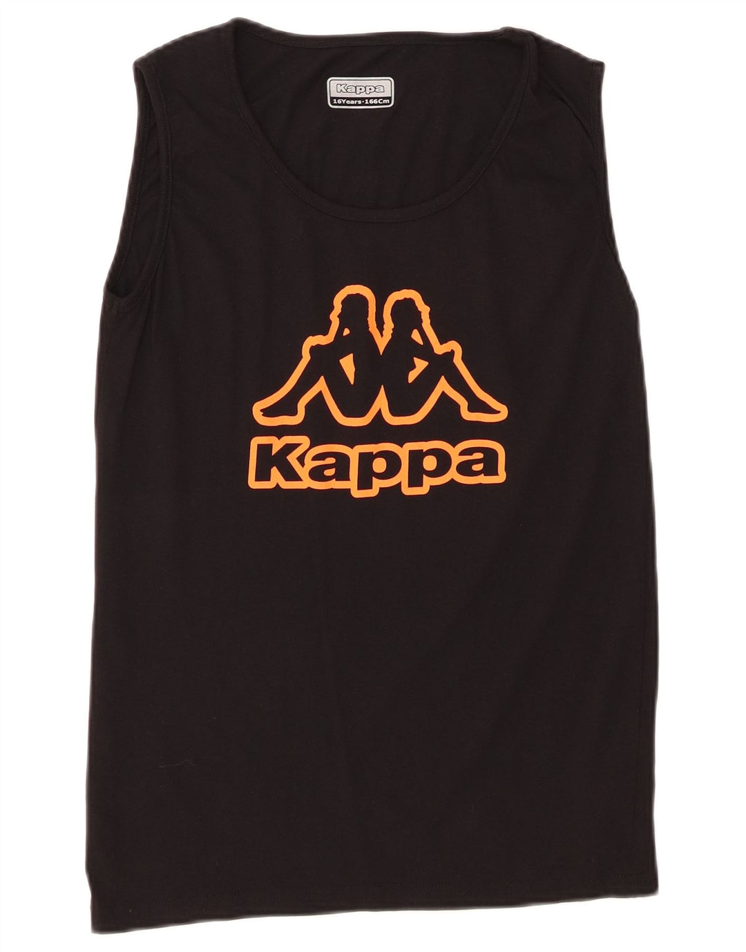 KAPPA Boys Graphic Vest Top 15-16 Years Black Cotton