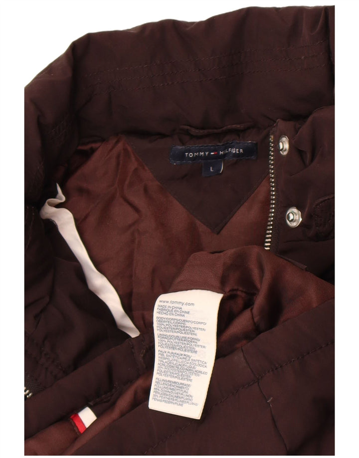 Gilet imbottito da donna Tommy Hilfiger UK 14 grande poliestere marrone