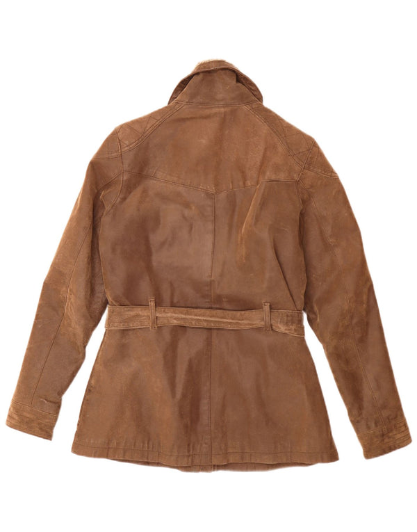 Giacca in pelle da donna dal taglio vintage Fat Face UK 12 Marrone medio