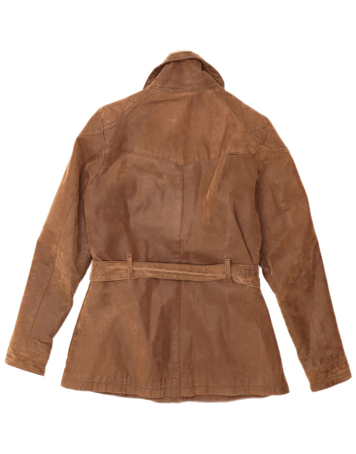 Giacca in pelle da donna dal taglio vintage Fat Face UK 12 Marrone medio