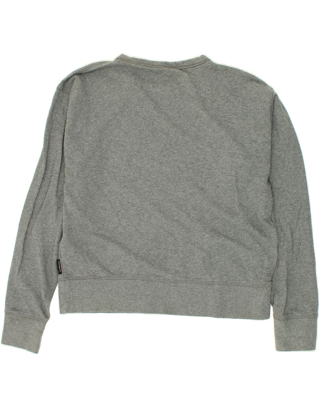 CALVIN KLEIN Womens Graphic Sweatshirt Jumper UK 16 Large Grey Cotton Vintage Calvin Klein and Second-Hand Calvin Klein from Messina Hembry 