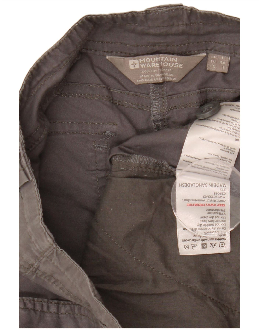 Pantaloncini chino da donna Mountain Warehouse UK 12 medi W32 cotone grigio