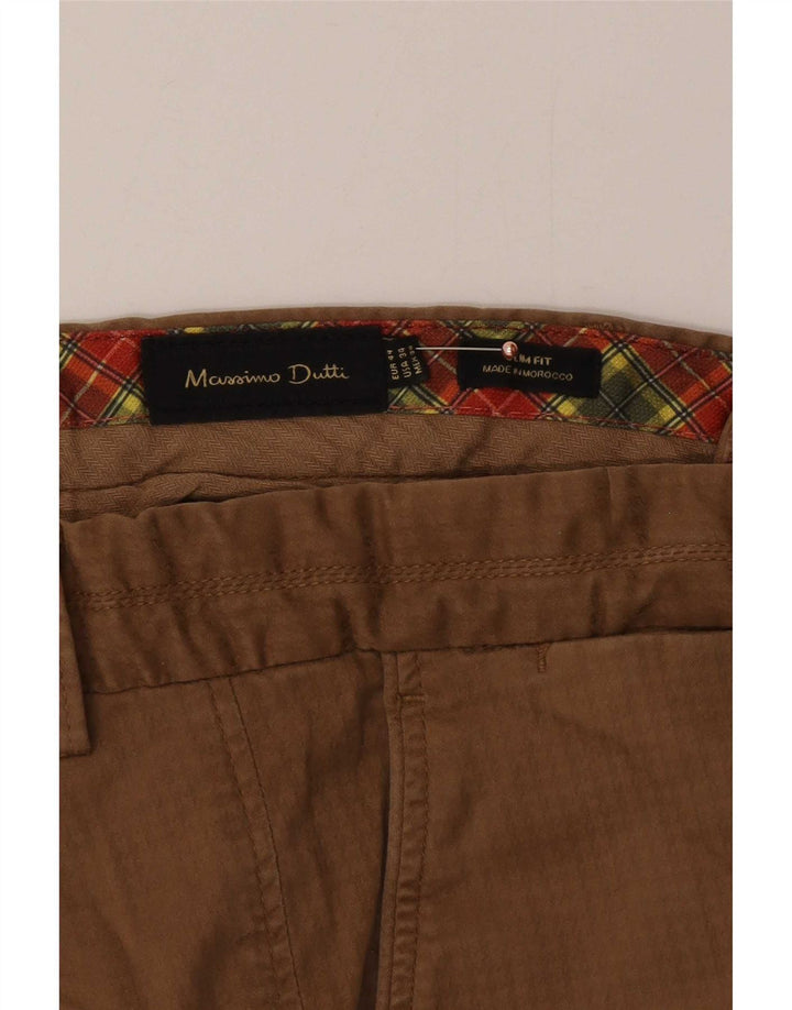 Pantaloni chino cargo da uomo Massimo Dutti EU 44 Large W34 L33 Marrone a quadri