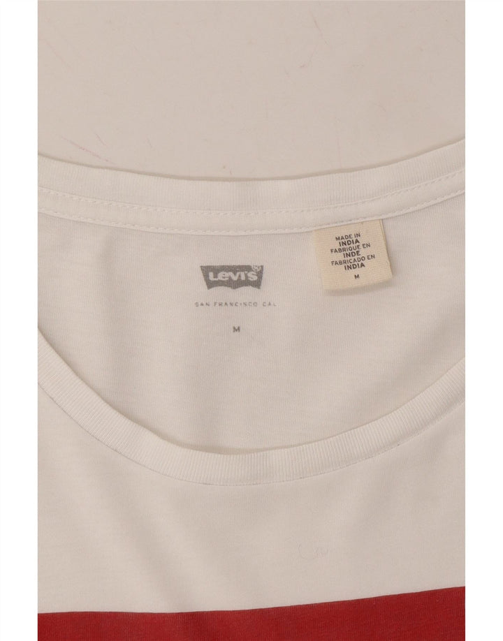 LEVI'S Womens Graphic T-Shirt Top UK 12 Medium White Cotton Vintage Levi's and Second-Hand Levi's from Messina Hembry 