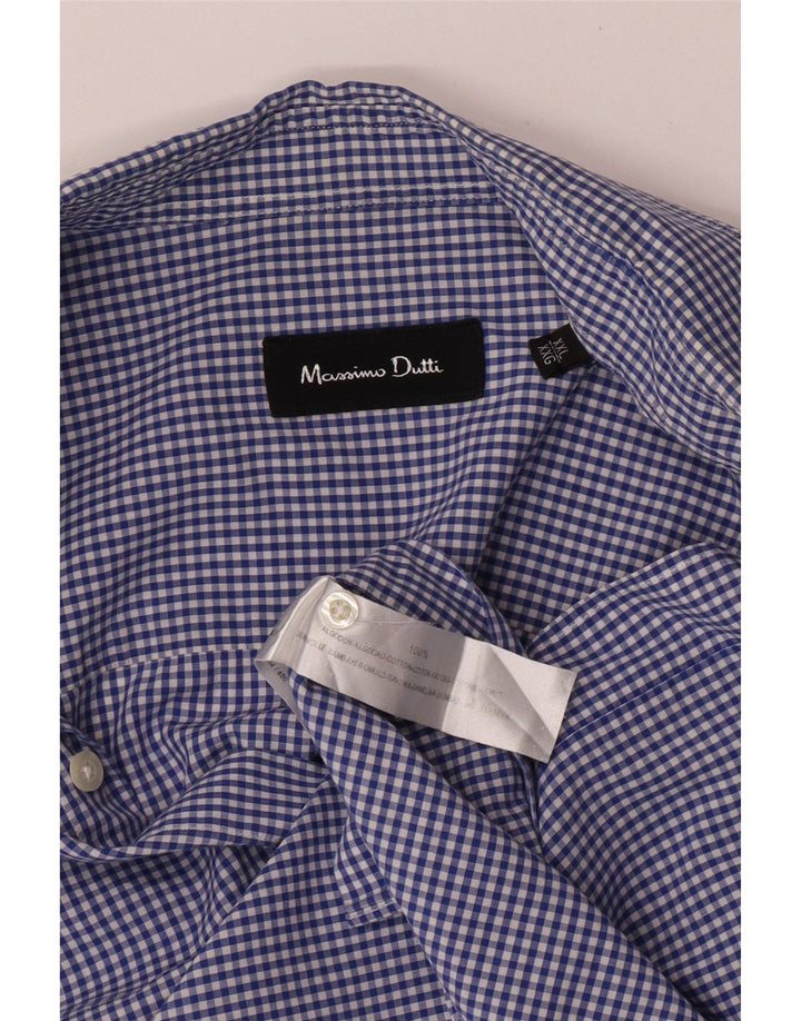 Camicia da uomo Massimo Dutti 2XL in cotone a quadretti blu