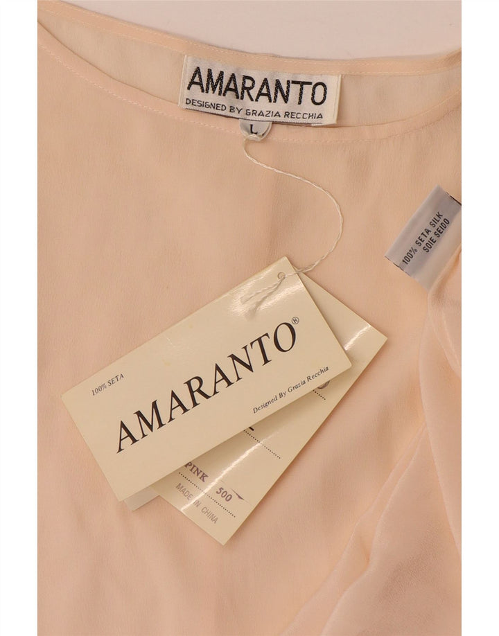 Camicetta oversize da donna Amaranto Top UK 16 Large Beige Seta
