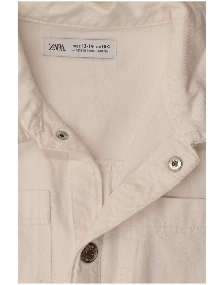 Tutina corta in denim per ragazze Zara 13-14 anni bianca